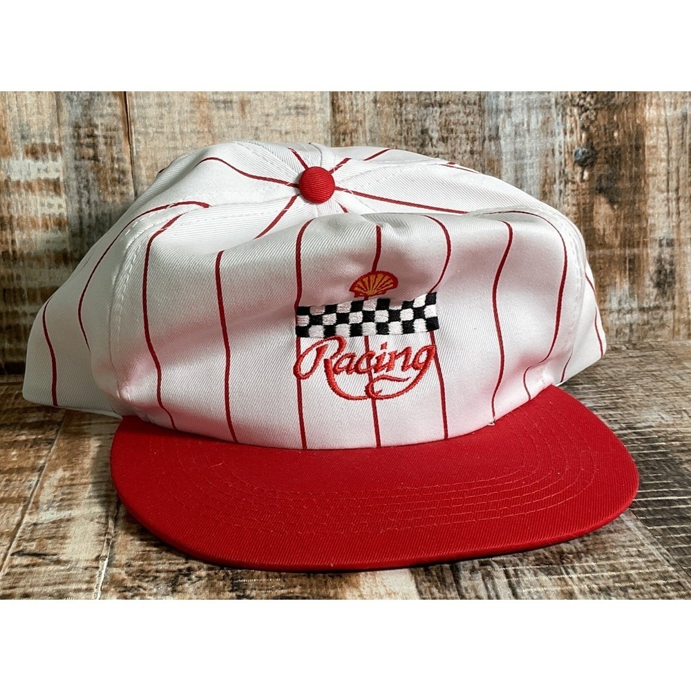 Vintage SHELL Racing Checkered Flag Snapback Cameo Trucker Hat